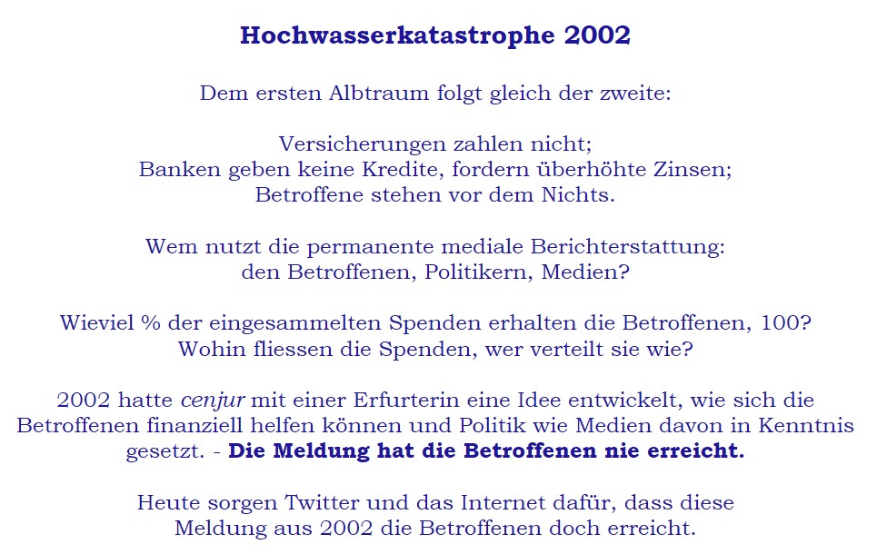 Was haben die Flutopfer von Medaillen, sie brauchen die Spendengelder!